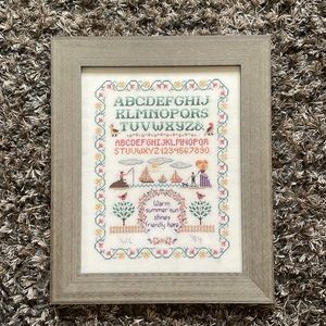 Framed Handmade Cross Stitched Sampler
